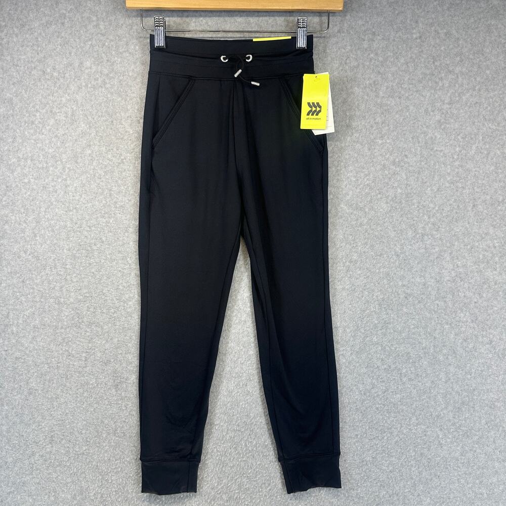 All in Motion Soft Stretch Jogger Pants Girls Size S(6/6X) Black Polyester Blend